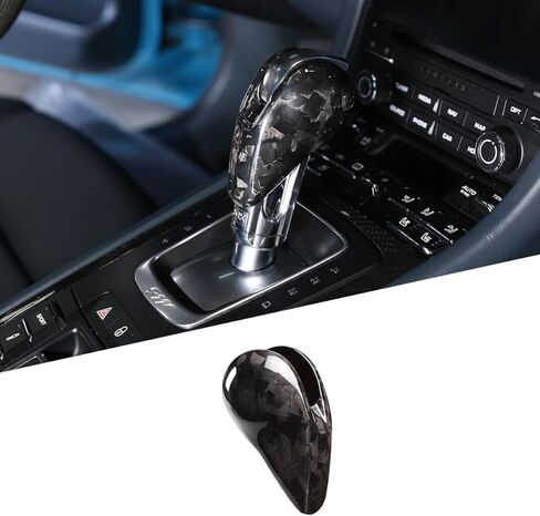 Real Carbon Fiber Gear Shift Head Knob Decoration Cover Protector for Porsche Macan Panamera Cayman Boxster 911 718 2009-2020 Car Interior Accessories (Black Carbon Fiber) in Saudi Arabia