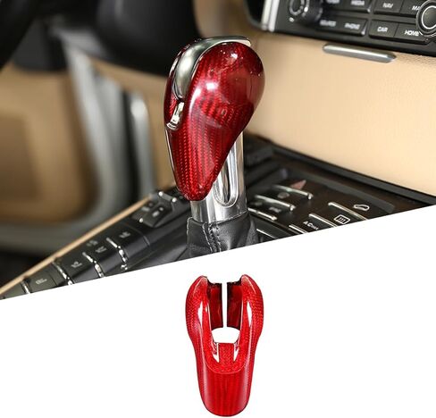 Real Carbon Fiber Gear Shift Head Knob Decoration Cover Protector for Porsche Macan Panamera Cayman Boxster 911 718 2009-2020 Car Interior Accessories (Black Carbon Fiber) in Saudi Arabia