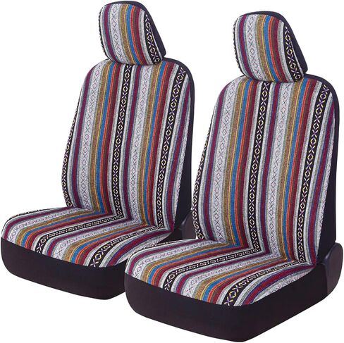AUTOYOUTH Universal Auto Baja Saddle Blanket غطاء مقعد دلو منسوج من نسيج الأزتيك القبلي العرقي نافاجو طباعة شريطية ملحقات مقعد السيارة للسيارة والشاحنة والشاحنة وسيارات الدفع الرباعي - متوافقة مع الوسادة الهوائية in Kuwait