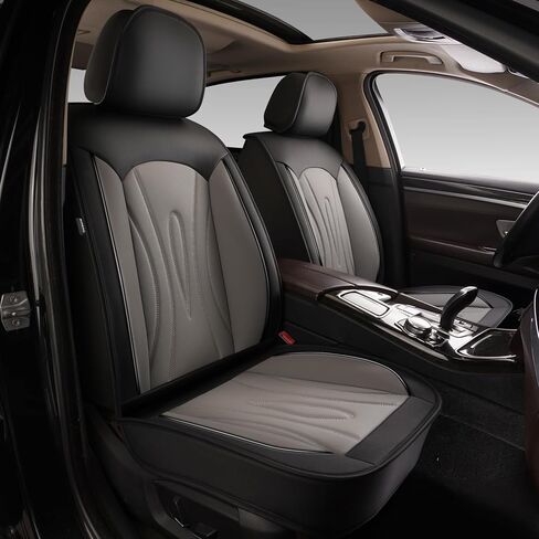 أغطية مقاعد السيارة مناسبة لسيارة Ford Explorer 2004-2025 2026 مجموعة كاملة من وسائد المقاعد المقاومة للماء وأغطية مقاعد السيارات الجلدية الفاخرة مع واقيات مقاعد بأنماط جميلة (5 مقاعد، أسود ورمادي) in Kuwait