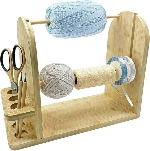 Yarn Holder for Crocheting and Knitting, Double Layer Wooden Yarn Spinner Storage Organizer for Knitting Accessories Ideal Crochet Gifts for Crocheters, Crochet Hook Set in Saudi Arabia