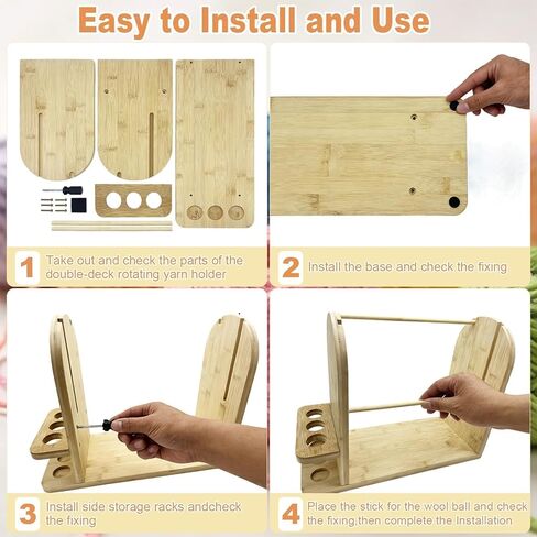 Yarn Holder for Crocheting and Knitting, Double Layer Wooden Yarn Spinner Storage Organizer for Knitting Accessories Ideal Crochet Gifts for Crocheters, Crochet Hook Set in Saudi Arabia