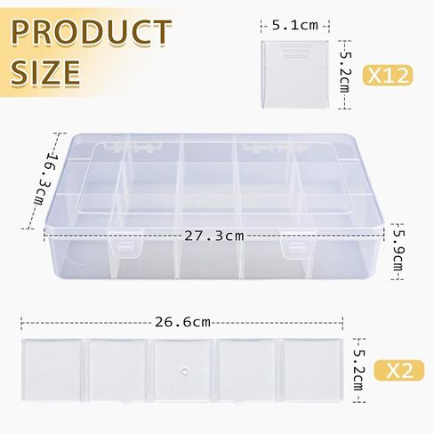 YuYueWeiXiao 15-Grid Large Plastic Storage Box with Shelves, Transparent compartments, Ideal for Snacks, Bead Crafts, Jewelry, and Fishing Gear. Dimensions: 10.6 x 6.7 x 2.2 inches. in Saudi Arabia