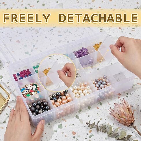 YuYueWeiXiao 15-Grid Large Plastic Storage Box with Shelves, Transparent compartments, Ideal for Snacks, Bead Crafts, Jewelry, and Fishing Gear. Dimensions: 10.6 x 6.7 x 2.2 inches. in Saudi Arabia