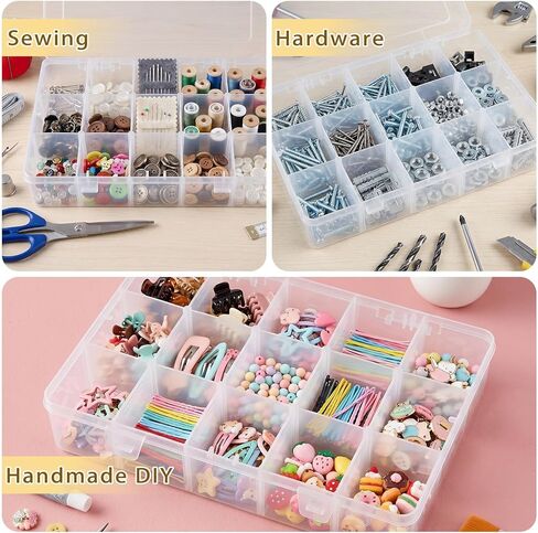 YuYueWeiXiao 15-Grid Large Plastic Storage Box with Shelves, Transparent compartments, Ideal for Snacks, Bead Crafts, Jewelry, and Fishing Gear. Dimensions: 10.6 x 6.7 x 2.2 inches. in Saudi Arabia