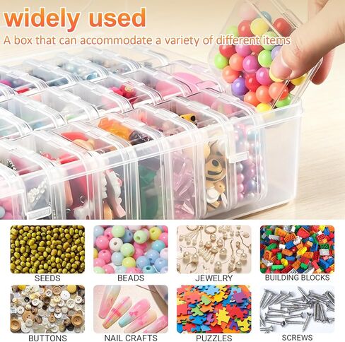 124Pcs Bead Storage Containers,Clear Plastic Bead Organizer Boxes with 128 Stickers for Diamond Painting Accessories Seed Jewelry Charms DIY Craft(4 Large Boxes and 120 Small Boxes) in Saudi Arabia