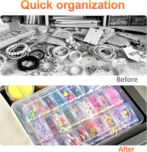 124Pcs Bead Storage Containers,Clear Plastic Bead Organizer Boxes with 128 Stickers for Diamond Painting Accessories Seed Jewelry Charms DIY Craft(4 Large Boxes and 120 Small Boxes) in Saudi Arabia
