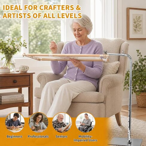 Rotating Adjustable Embroidery Floor Rack with Side Clamp, Metal Needlepoint Support Compatible with Lowery, Fits Q-Snap Frames & 20 Inch Scroll Rods in Saudi Arabia