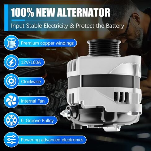 Alternator 11240 Fit for Dodge Ram 1500 2009-2010, Durango, for Jeep Grand Cherokee 2007, for Chrysler Aspen 3.7L 4.7L Automotive Replacement Alternators 56029914A 56029914AD 11240N in Kuwait
