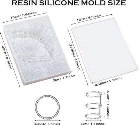 Note Book Cover Resin Molds, 2 Style A5 Note Book Cover, Resin Notebook Molds, Epoxy Resin Molds Silicone Casting with Book Rings for Notebook Epoxy Resin DIY in Kuwait