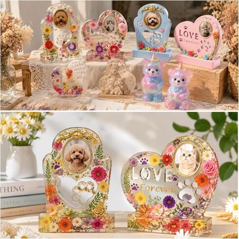 Pet Memorial Resin Molds Set, 2Pcs Heart & Tombstone Shaped Memorial Picture Frame Silicone Resin Molds for Animal Monument，Keepsake Memory Box, Garden Stone in Saudi Arabia
