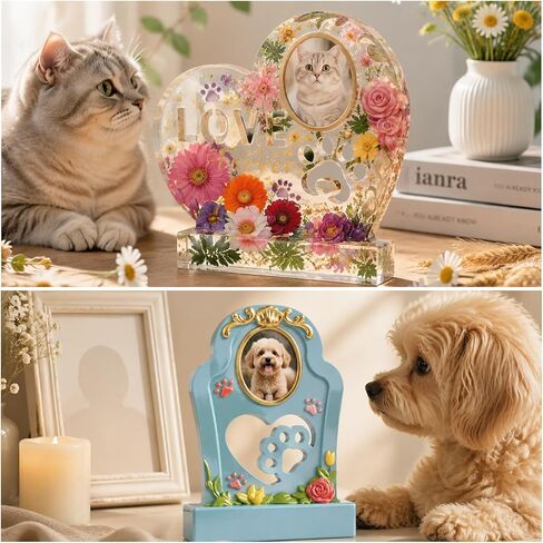Pet Memorial Resin Molds Set, 2Pcs Heart & Tombstone Shaped Memorial Picture Frame Silicone Resin Molds for Animal Monument，Keepsake Memory Box, Garden Stone in Saudi Arabia