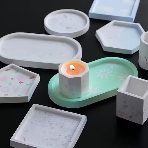7pcs Tray Silicone Mold Tray Set, Gypsum Mold, Resin Casting Silicone, Coaster Tea Production, Crystal Dropper Set Oval, Circular, Rectangular, Square, Hexagonal in Kuwait