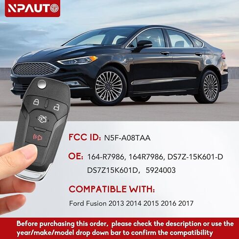 استبدال مفتاح Fob يناسب Ford Fusion 2013 2014 2015 2016 2017، مفتاح إشعال السيارة بالتحكم عن بعد للدخول بدون مفتاح، N5F-A08TAA، 164-R7986 in Kuwait