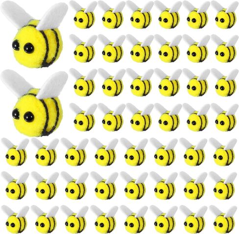 Apojgitn 30PCS Bees Wool Felt, Yellow Bee Shapes Toy for DIY Crafts, Cute Bee Party Favors, Mini Bees Costume Plush, Elastic Felt Animals Balls for Birthday Party Decorations, Stuffed Crochet Bees in Kuwait