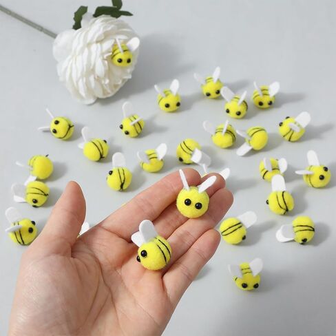 Apojgitn 30PCS Bees Wool Felt, Yellow Bee Shapes Toy for DIY Crafts, Cute Bee Party Favors, Mini Bees Costume Plush, Elastic Felt Animals Balls for Birthday Party Decorations, Stuffed Crochet Bees in Kuwait