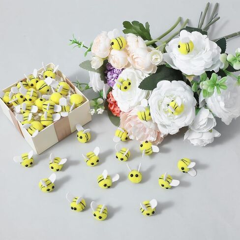 Apojgitn 30PCS Bees Wool Felt, Yellow Bee Shapes Toy for DIY Crafts, Cute Bee Party Favors, Mini Bees Costume Plush, Elastic Felt Animals Balls for Birthday Party Decorations, Stuffed Crochet Bees in Kuwait