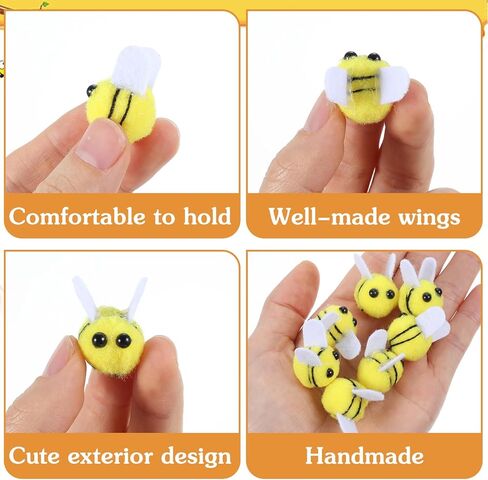 Apojgitn 30PCS Bees Wool Felt, Yellow Bee Shapes Toy for DIY Crafts, Cute Bee Party Favors, Mini Bees Costume Plush, Elastic Felt Animals Balls for Birthday Party Decorations, Stuffed Crochet Bees in Kuwait