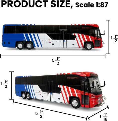 MCI D45 CRT LE Coach - Utah Transit Authority (UTA) (Red/White/Blue) - Route: 455 to Ogden/WSU - 1:87 (HO) Diecast Bus by Iconic Replicas - Limited Edition of 504 in Kuwait