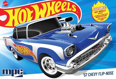 MPC Hot Wheels 1957 Chevy Flip-Nose Model Kit – 1:25 Scale Gasser, Flip Front End, V8 Engine, 87 Parts, Skill Level 2 (Paint & Glue Required) in Kuwait