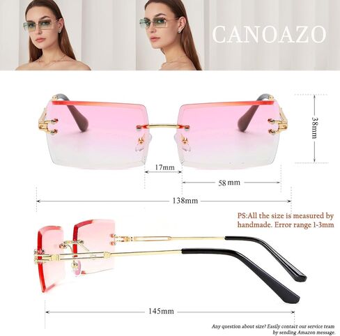 Rimless Rectangle Sunglasses Women Men Trendy Square Y2K Glasses Retro Frameless Eyewear Gradient Lens in Saudi Arabia