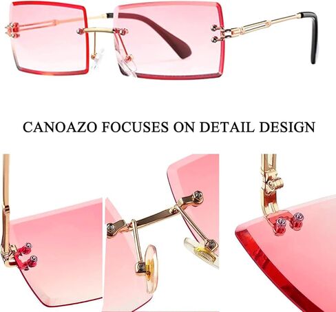 Rimless Rectangle Sunglasses Women Men Trendy Square Y2K Glasses Retro Frameless Eyewear Gradient Lens in Saudi Arabia