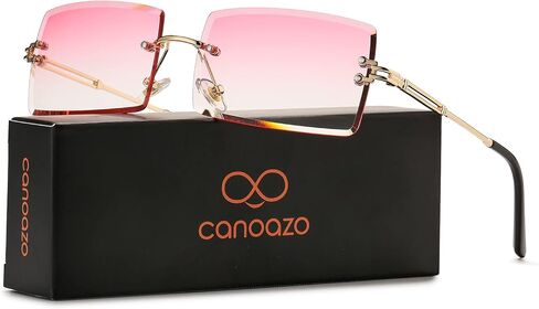 Rimless Rectangle Sunglasses Women Men Trendy Square Y2K Glasses Retro Frameless Eyewear Gradient Lens in Saudi Arabia