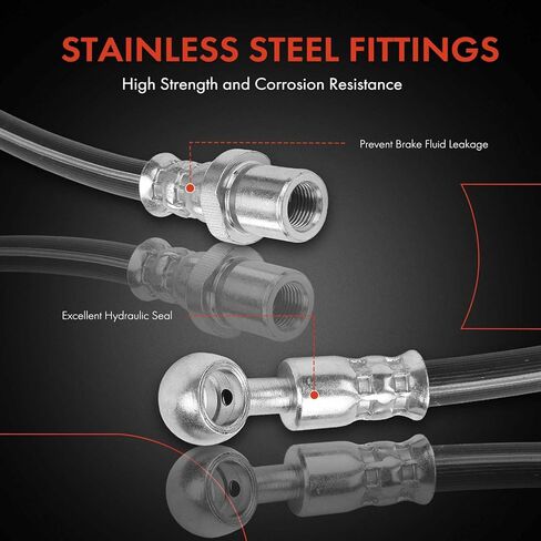 A-Premium Rear Passenger Brake Hydraulic Hose Compatible with Select Subaru Models - Forester 2006 2007 2008, with Rear Disc Brakes in Kuwait