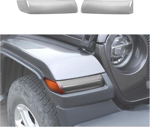 CheroCar Smoked Black Turn Signal Light Cover Front Side Turn Light Eyebrow Light Cover Trim Frame Fit for 2018-2025 Jeep Wrangler JL JLU & 2020-2025+Gladiator JT Exterior Accessories in Kuwait
