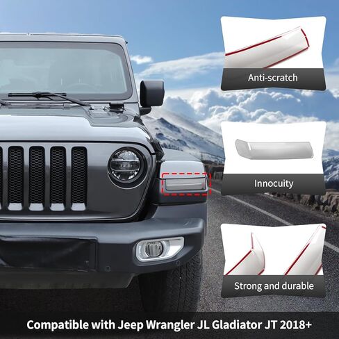 CheroCar Smoked Black Turn Signal Light Cover Front Side Turn Light Eyebrow Light Cover Trim Frame Fit for 2018-2025 Jeep Wrangler JL JLU & 2020-2025+Gladiator JT Exterior Accessories in Kuwait