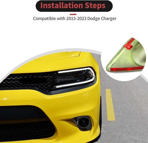 أغطية مصابيح الضباب الأمامية من CheroCar ملحقات خارجية لسيارة دودج تشارجر 2015-2023، أسود in Kuwait