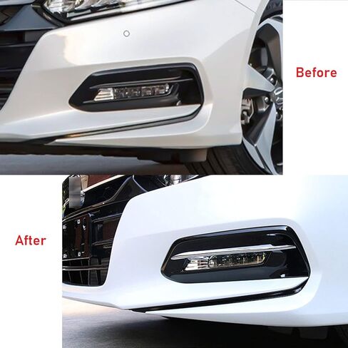 x xotic tech Exterior Front Fog Light Eyebrow Bezel Frame Cover Trim, Chrome, Compatible with Honda Accord 10th Gen 2018-2020 in Kuwait
