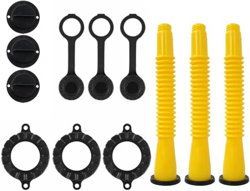 Xspeedonline 3 Set Gas Can Spout Replacement Kit Includes Pour Nozzle Spout Stopper Cap Gaskets Rear Vent Cap Update Old Style Plastic Fuel Diesel Cotainer for Blitz Rubbermain Essence Gott RotopaX in Kuwait