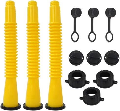 Xspeedonline 3 Set Gas Can Spout Replacement Kit Includes Pour Nozzle Spout Stopper Cap Gaskets Rear Vent Cap Update Old Style Plastic Fuel Diesel Cotainer for Blitz Rubbermain Essence Gott RotopaX in Kuwait