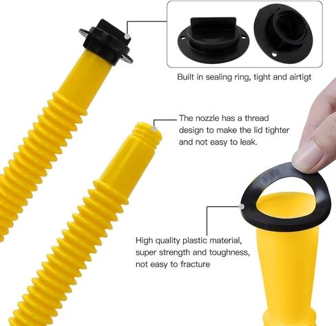 Xspeedonline 3 Set Gas Can Spout Replacement Kit Includes Pour Nozzle Spout Stopper Cap Gaskets Rear Vent Cap Update Old Style Plastic Fuel Diesel Cotainer for Blitz Rubbermain Essence Gott RotopaX in Kuwait