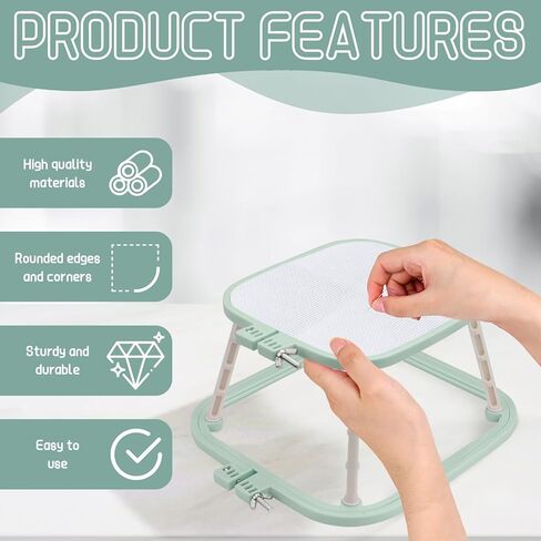 2-Layer Small Embroidery Hoop Stand, Square Hands Free Embroidery Frame for DIY Crafts, ABS Plastic Cross Stitch Hoop Holder for Craft Sewing, Needlework (Green) in Saudi Arabia