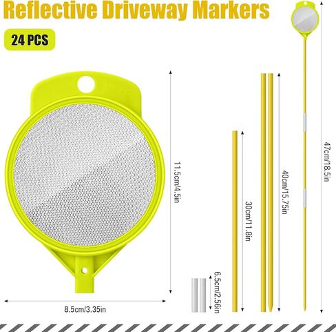 Relaxweex 24 Pcs Driveway Markers Reflectors 47.24 Inch Fiberglass Pole Double Sided Reflector for Driveway Entrance Snow Plowing in Kuwait