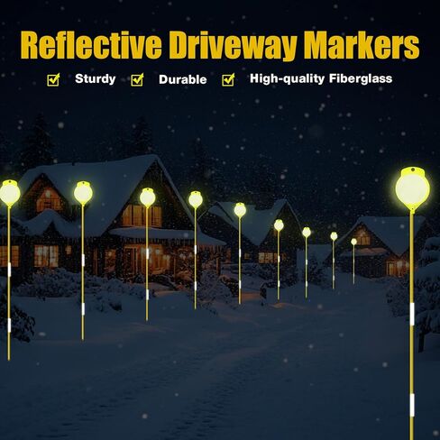 Relaxweex 24 Pcs Driveway Markers Reflectors 47.24 Inch Fiberglass Pole Double Sided Reflector for Driveway Entrance Snow Plowing in Kuwait