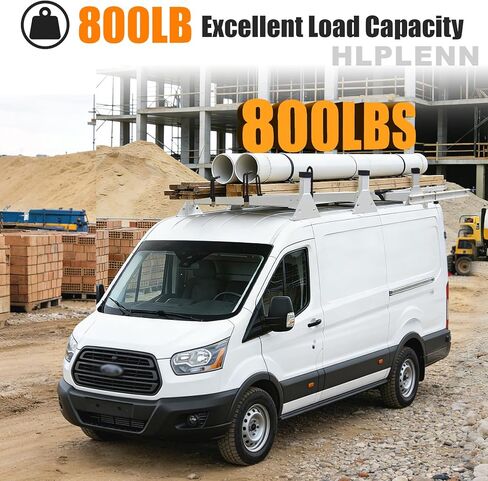 54" Ladder Roof Rack Fit for Ford Transit 150 250 350, 2015-2025 Heavy Duty Ladder Roof Rack with Rear Roller for Cargo Van, 800lbs Load Capacity (3 Crossbars), for Transporting Ladders, Pipes in Saudi Arabia
