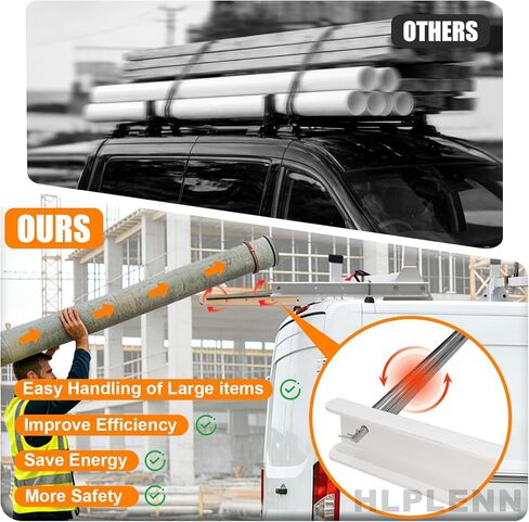 54" Ladder Roof Rack Fit for Ford Transit 150 250 350, 2015-2025 Heavy Duty Ladder Roof Rack with Rear Roller for Cargo Van, 800lbs Load Capacity (3 Crossbars), for Transporting Ladders, Pipes in Saudi Arabia