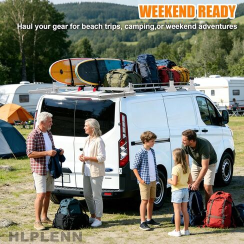 54" Ladder Roof Rack Fit for Ford Transit 150 250 350, 2015-2025 Heavy Duty Ladder Roof Rack with Rear Roller for Cargo Van, 800lbs Load Capacity (3 Crossbars), for Transporting Ladders, Pipes in Saudi Arabia