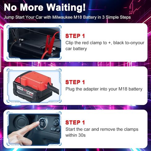 Jumper Cables with Adapter Compatible with Milwaukee M18 18V Battery, 1.64FT 8AWG Silicone Wire Jumper Starter, Automotive Booster Cable for Jump Starting Car Using Tool Battery in Saudi Arabia