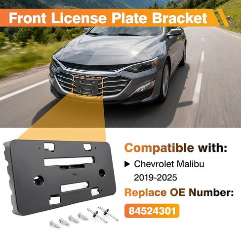 License Plate Bracket Holder Compatible with 2019-2025 Chevy Malibu, Front Bumper License Plate Mounting Frame Replaces 84524301 in Saudi Arabia