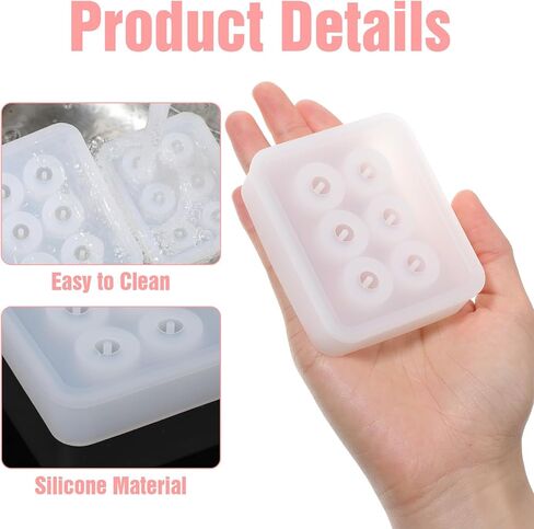2 Pcs Resin Bead Molds with Hole,6 Cavity Round Beads Mold with 1 Silicone Measuring Cup Rosary Bead Mold for Jewelry Making Epoxy Bracelet Molds Polymer Clay Craft Decoration Supplies in Kuwait