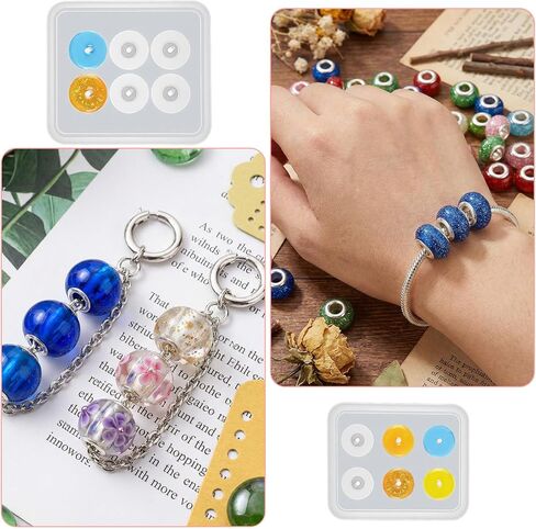 2 Pcs Resin Bead Molds with Hole,6 Cavity Round Beads Mold with 1 Silicone Measuring Cup Rosary Bead Mold for Jewelry Making Epoxy Bracelet Molds Polymer Clay Craft Decoration Supplies in Kuwait