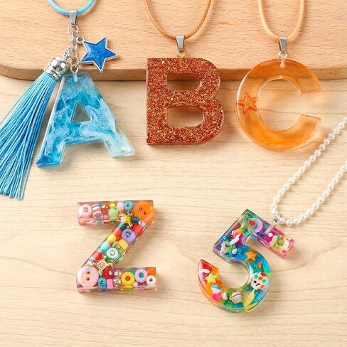 Thinp Resin Letter Molds, 0-9 Number Resin Molds 26 Alphabets Mold for Epoxy Resins Large Resins Keychain Mold SiliconeMold with Hole for DIY Keychain Jewelry Pendant Gift Making in Kuwait