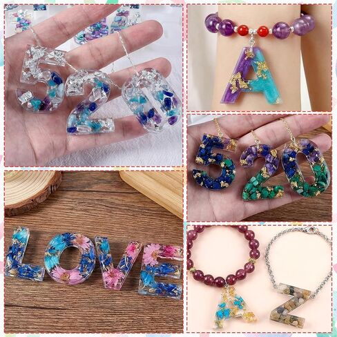 Thinp Resin Letter Molds, 0-9 Number Resin Molds 26 Alphabets Mold for Epoxy Resins Large Resins Keychain Mold SiliconeMold with Hole for DIY Keychain Jewelry Pendant Gift Making in Kuwait