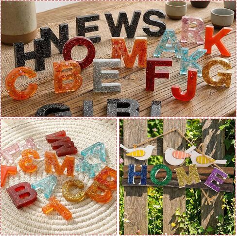Thinp Resin Letter Molds, 0-9 Number Resin Molds 26 Alphabets Mold for Epoxy Resins Large Resins Keychain Mold SiliconeMold with Hole for DIY Keychain Jewelry Pendant Gift Making in Kuwait