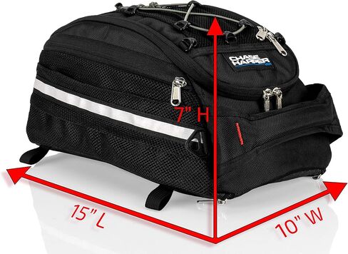 Chase Harper USA 5400 Tail Trunk - مقاوم للماء، مقاوم للتمزق، نايلون باليستي من الدرجة الصناعية - ملائم عالمي مع نظام تثبيت حزام قابل للتعديل - أسود in Kuwait