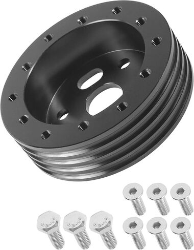 Steering Wheel Adapter,Car Accessories,Conversion Billet Aluminum Polished Short Steering Wheel Hub Adapter Spacer Kit,Used to Adapt 6-Hole Wheels to 3-Hole hHub Adapters (Black) in Saudi Arabia